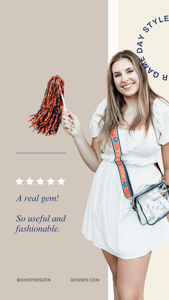 Bridget Clear Purse with Patterned Shoulder Straps - Auburn Tigers