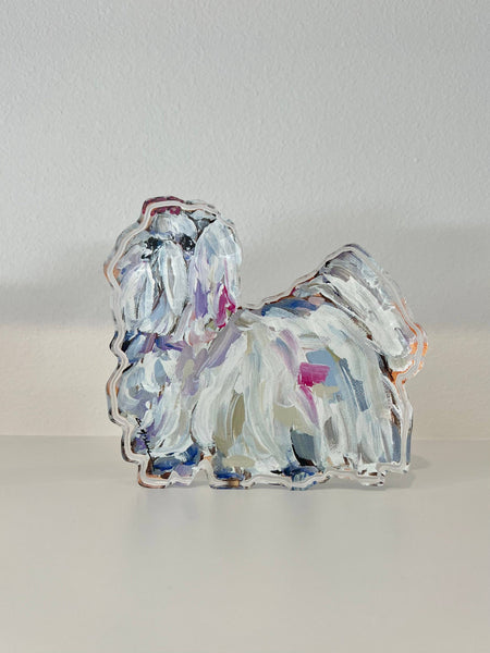 "Maltese" acrylic shelfie: Long-haired