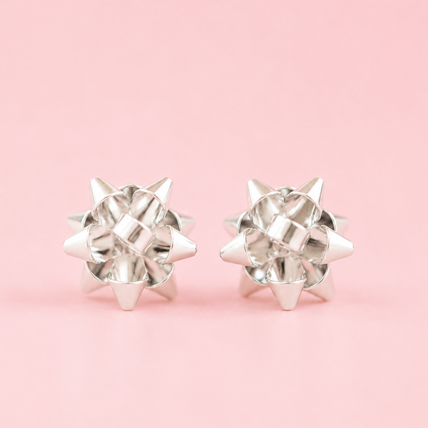 Holiday Bow Earrings Silver