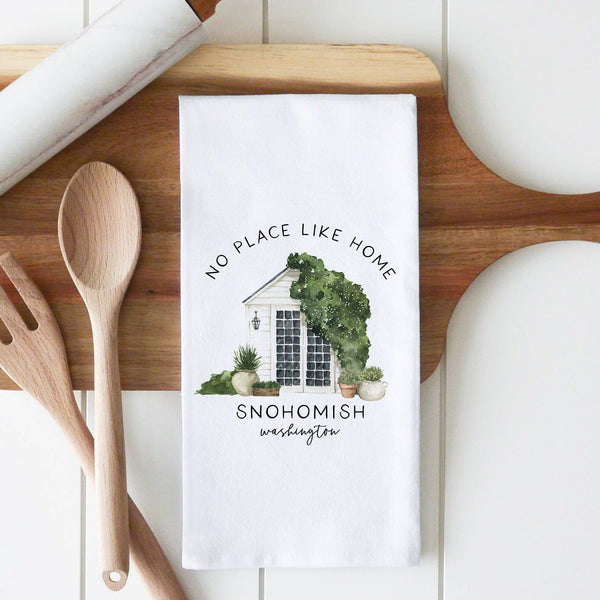 Spring Home Location Tea Towel: Natural • Cotton/Linen Blend