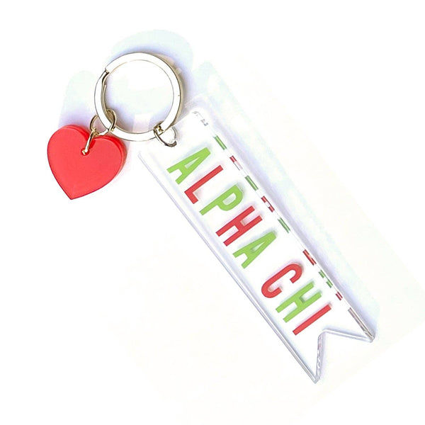 Sorority & Greek Acrylic Heart Keychain: Alpha Phi