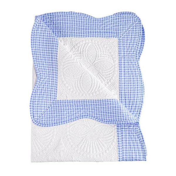 Heirloom Quilt - Baby Quilt Blanket : Blue Check Trim