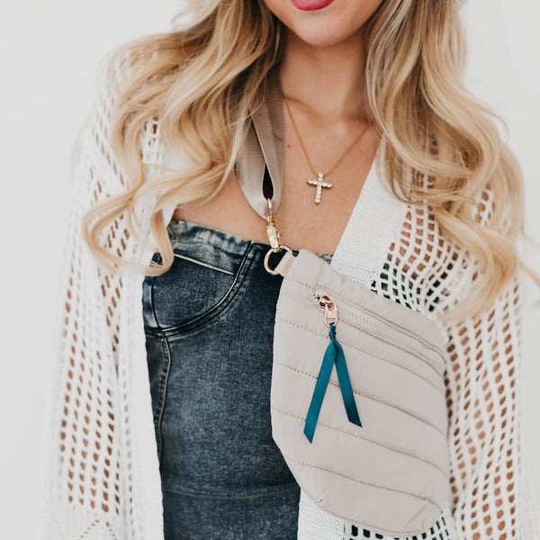 Jolie Puffer Belt Bag Pink Floral