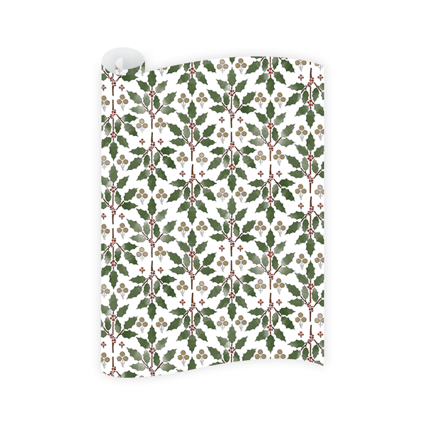 Holly Stencil Wrapping Paper Roll