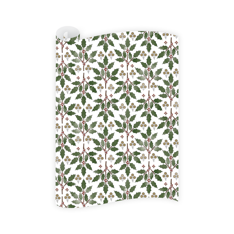 Holly Stencil Wrapping Paper Roll