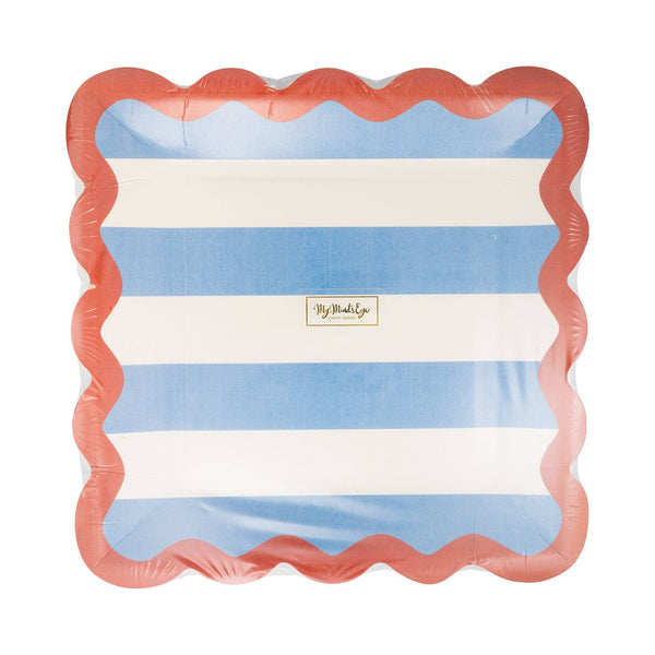 Stripes 9" Ric Rac Trim Paper Plate