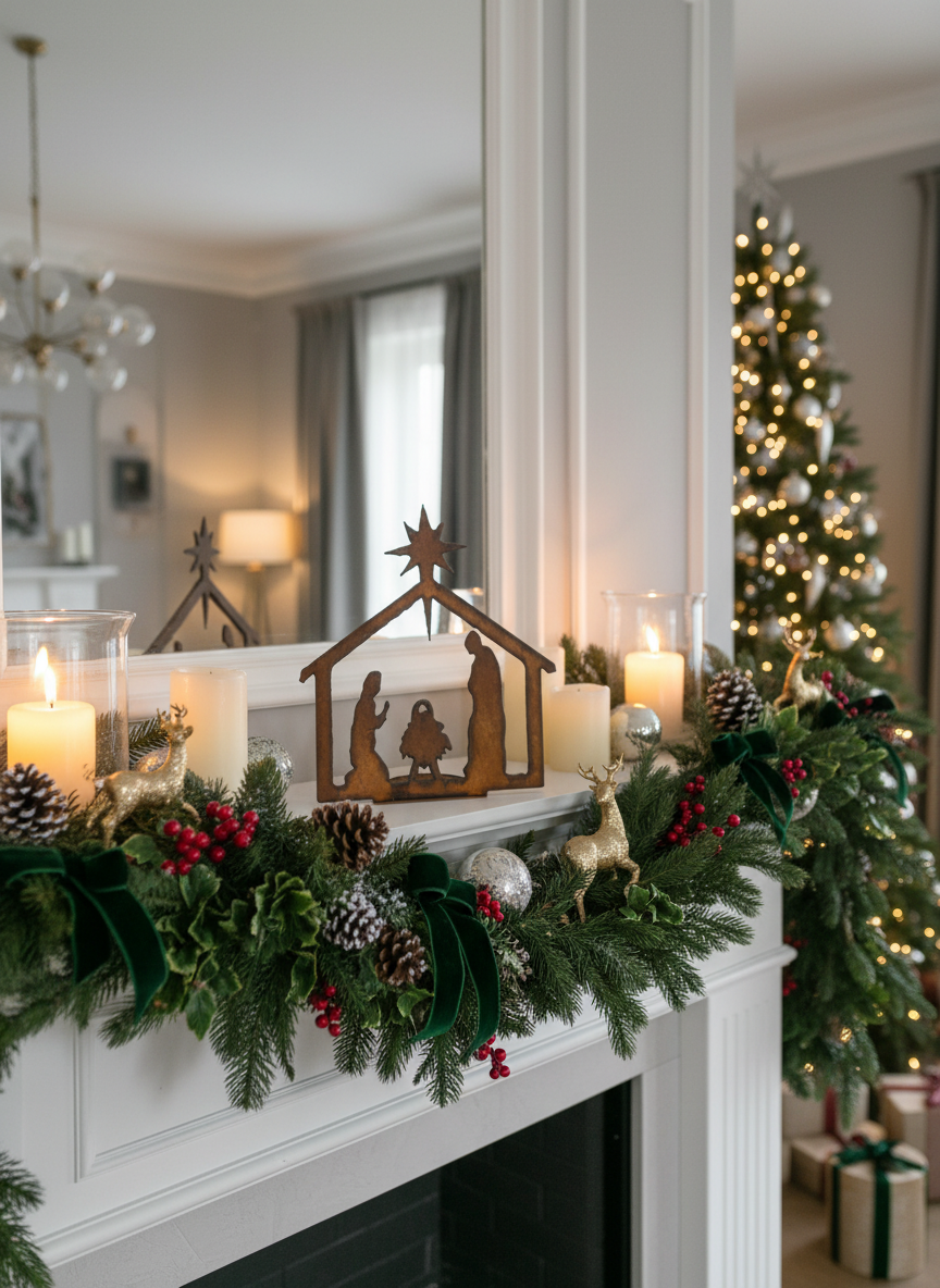 Nativity Doodad rustic Metal Christmas Nativity