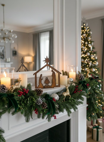 Nativity Doodad rustic Metal Christmas Nativity