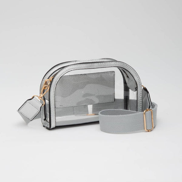 Game Day Stadium Clear Crossbody Bag: Silver