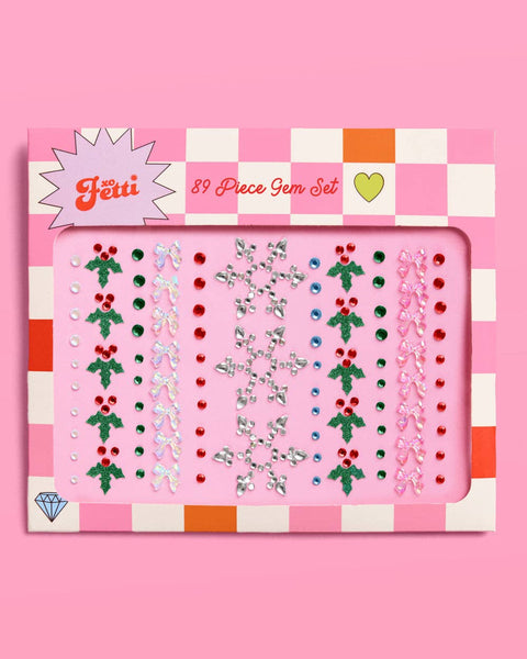 Merry & Bright Gem Set - 89 adhesive face gems, stocking stuffer, christmas gift