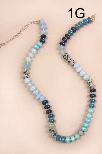 NATURAL AGATE GLASS SEMI PRECIOUS BEAD NECKLACE 1D