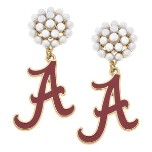 Alabama Pearl Cluster Enamel Earrings