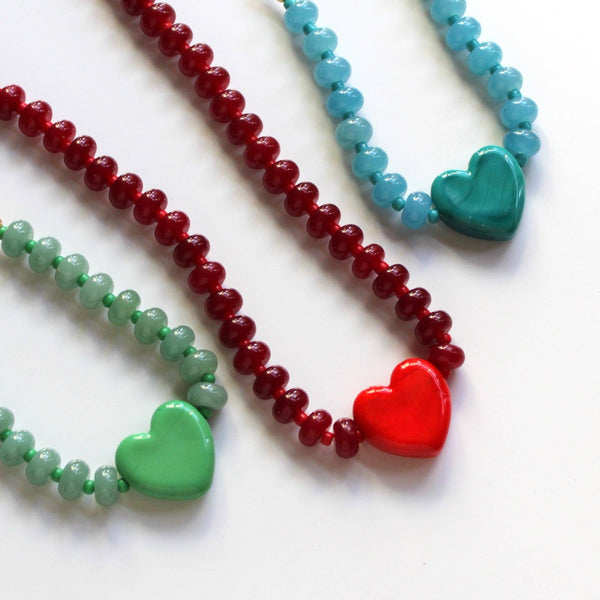 Remi Beaded Candy Necklace - Game day Jewelry: Red