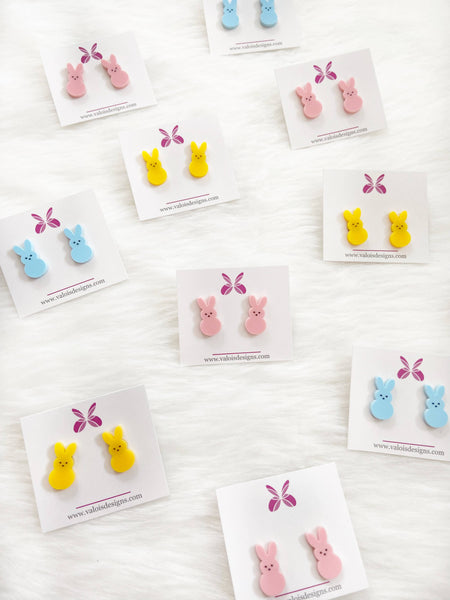 Easter Bunny Peep Stud Earrings: Green