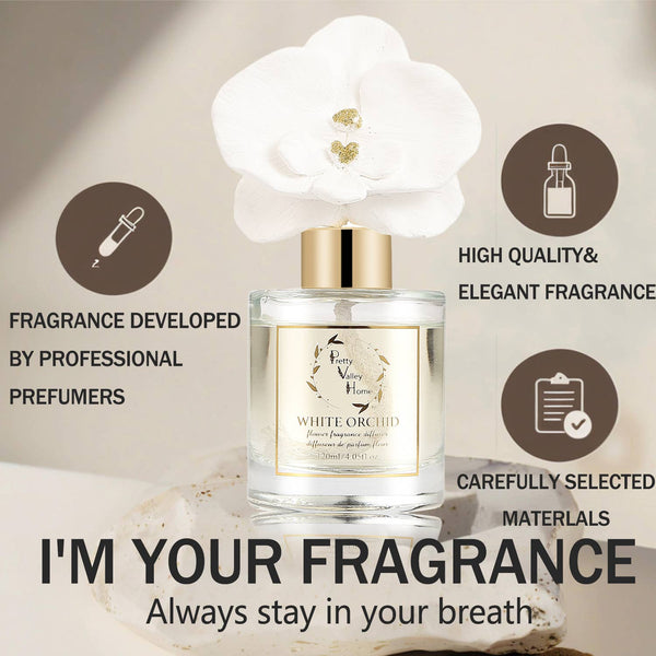 Golden Orchid Flower Diffuser Gift Set - White Orchid