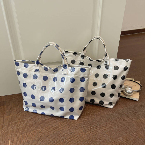 Dot Tote Bag for Women Large Plastic Waterproof Bags: Blue