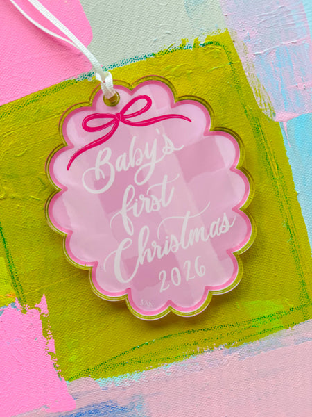 Baby's First Christmas 2026 Ornament - Pink