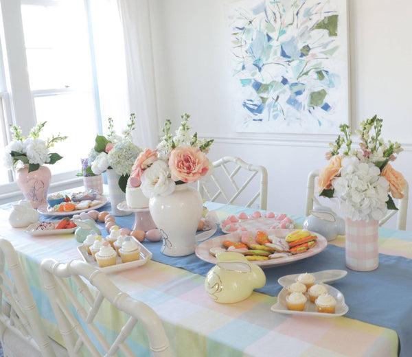 Gingham Column Vase: Sea Glass