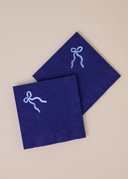 Coquette Navy Bow Cocktail Paper Beverage Napkin - Set of 20