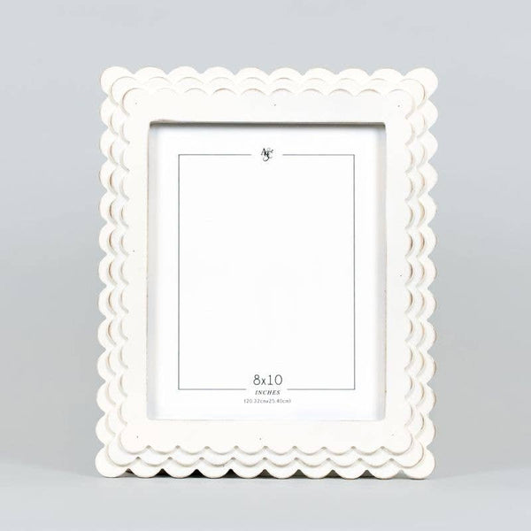 12092 - 11x13x1 wood scallop photo frame (8x10) wh