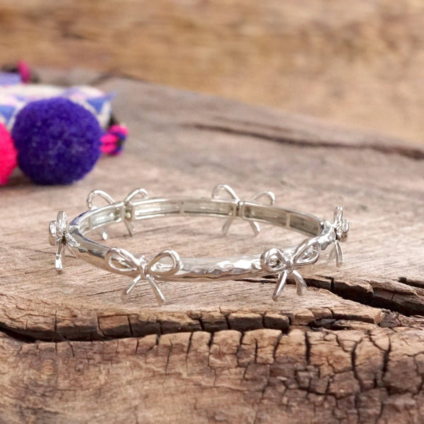 Bow Bangle Bracelet - Gold Silver Tone: Gold Tone