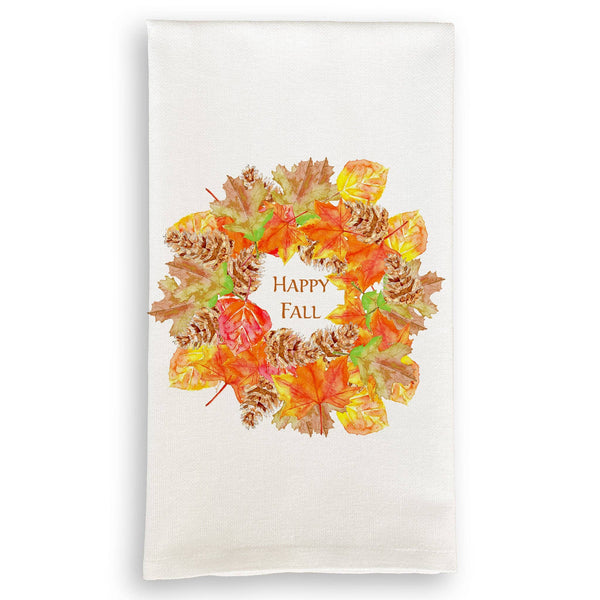 Fall Leaf Wreath with Happy Fall: Notecard / -