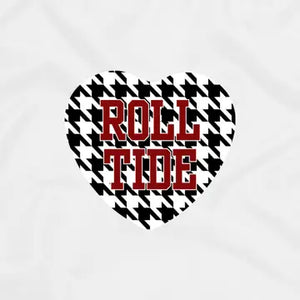 Roll Tide Houndstooth Heart Button