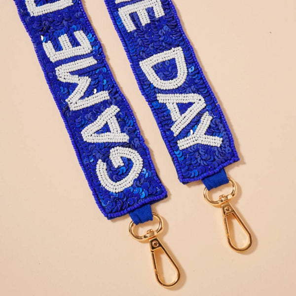 Game Day Seed Beaded Bag Strap: Orange/Navy