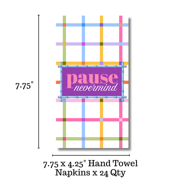 Mahjong Colorful Plaid "Pause Nevermind" 24ct Guest Napkins