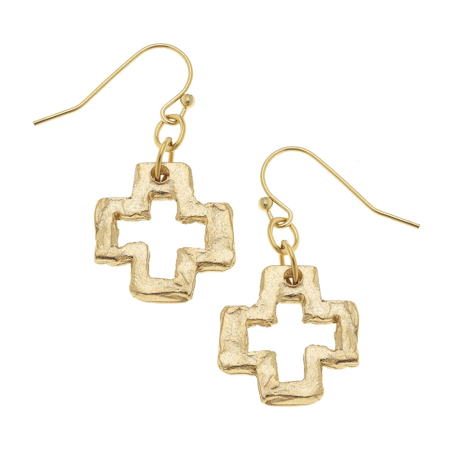 Gold Open Cross Earrings