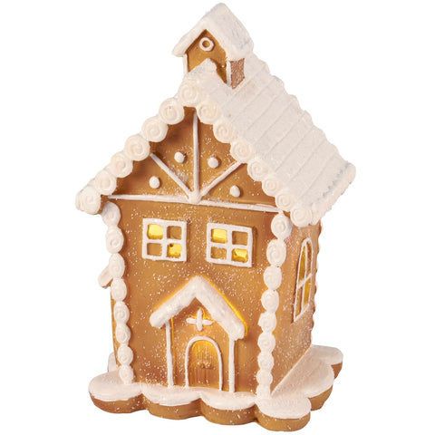 Lighted Iced Gingerbread House Figurine