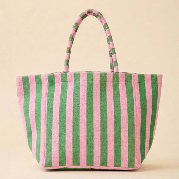 Striped Terry Tote Bag: Pink