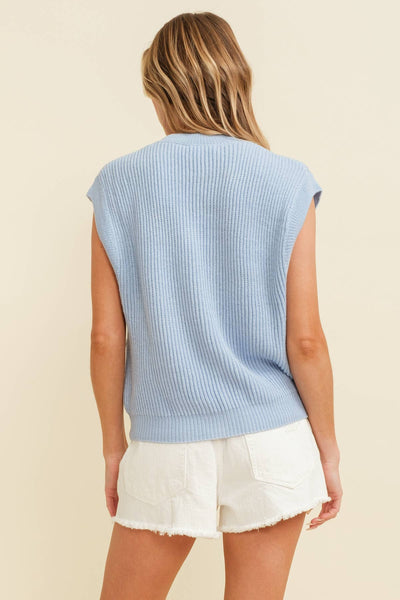 'GAMEDAY" EMBROIDERED SLEEVELESS SWEATER VEST: Royal Blue