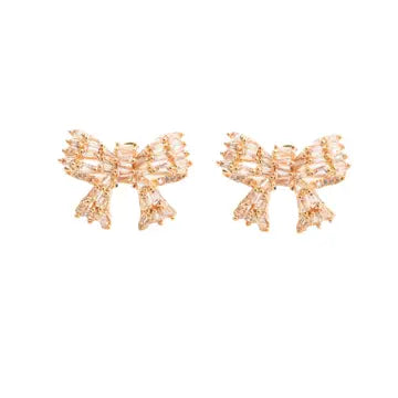 Gold Mini Sparkler Bow Studs