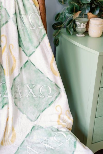 Alpha Chi Omega Flannel Fleece Blanket, Sorority