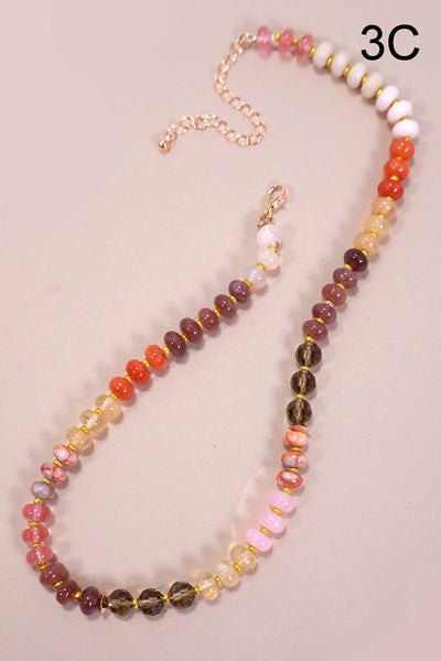NATURAL AGATE GLASS SEMI PRECIOUS BEAD NECKLACE 1A