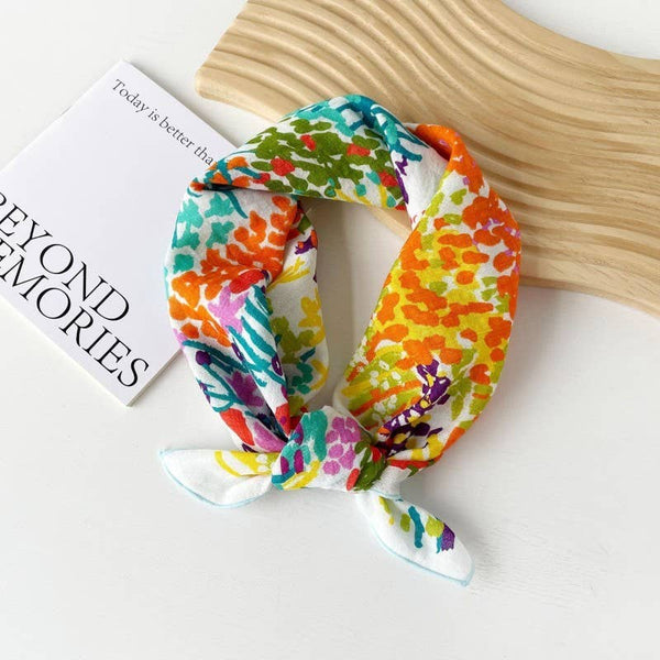 COTTON FLORAL PRINT SILKY FEELING BANDANA SCARF