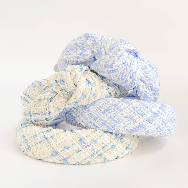Coastal Blue Tweed Padded Knot Headband: Assorted
