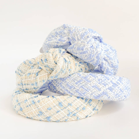 Coastal Blue Tweed Padded Knot Headband: Assorted