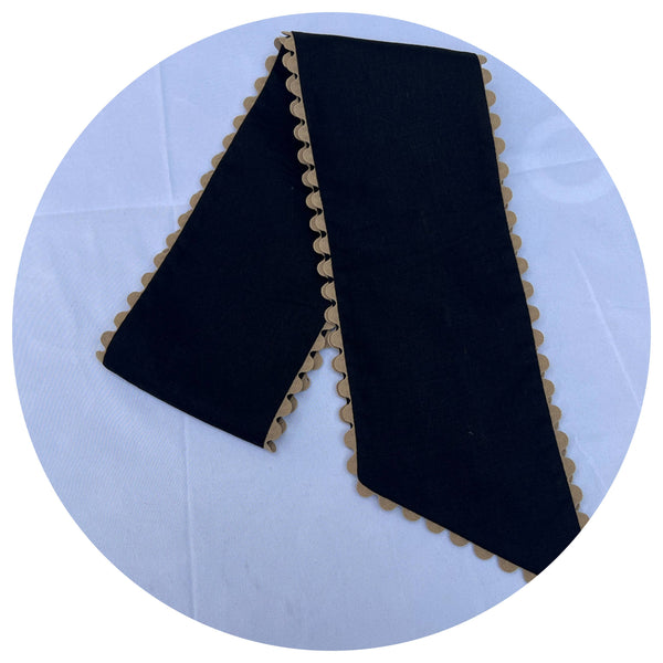 Custom Linen Sashes with Trim : Red with White trim 54"