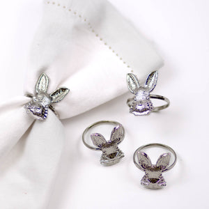 Set of 4 Silver Rabbit Napkin Rings