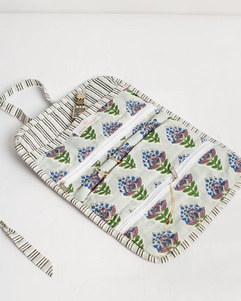 Leighton Quilted Jewelry Roll   Blue   9x13