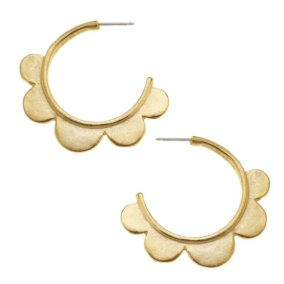 Susan Shaw Gold Scallop Hoop Earrings (1487g)