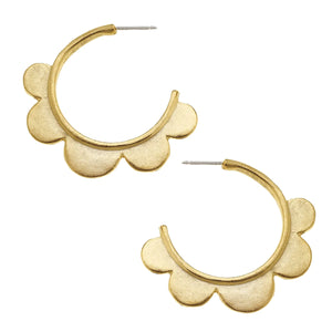 Susan Shaw Gold Scallop Hoop Earrings (1487g)