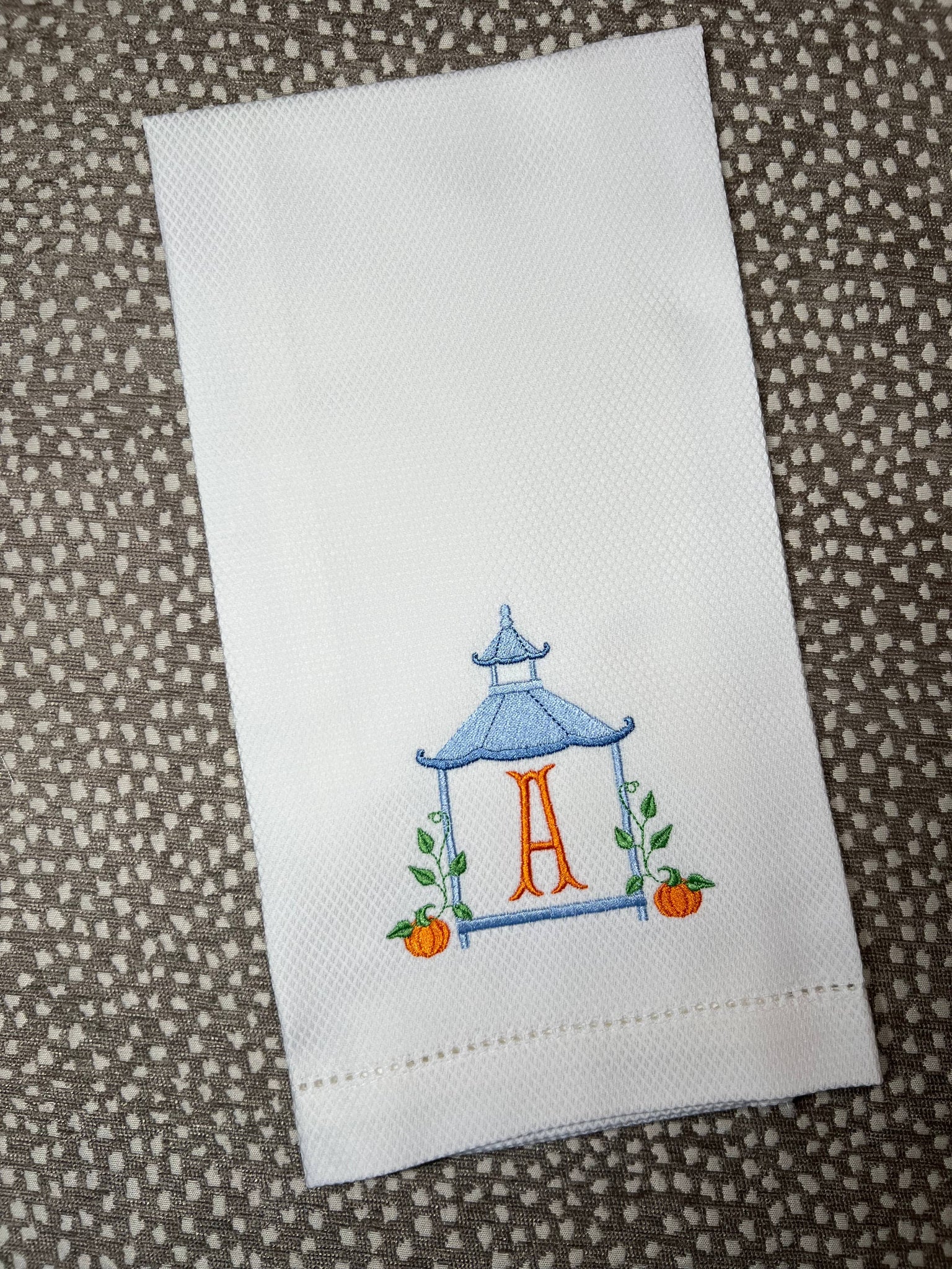 Pumpkin Pagoda Initial Huck Towel