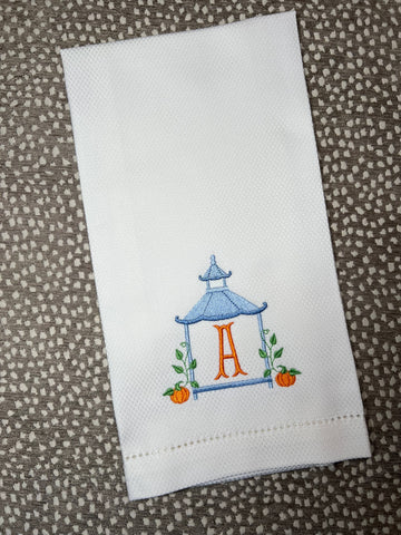 Pumpkin Pagoda Initial Huck Towel