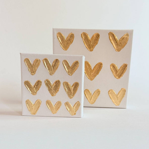 4x4 9 Gold Hearts Canvas