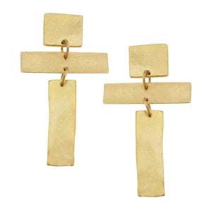 Susan Shaw Gold Square and Bar Cross Earrings (1589g)