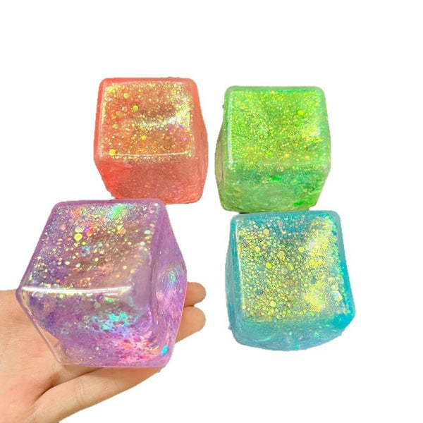 Glitter nice cube Squishy Squeeze Toy Fidget Toy: Blue