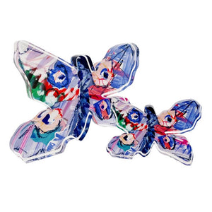 Lauren Dunn Large Acrylic Block Blue Butterfly